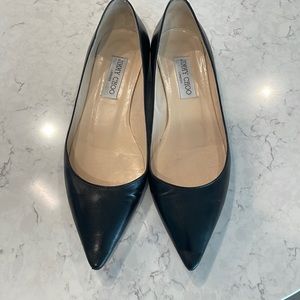 Jimmy Choo Romy Black Leather Flat (size 38.5)